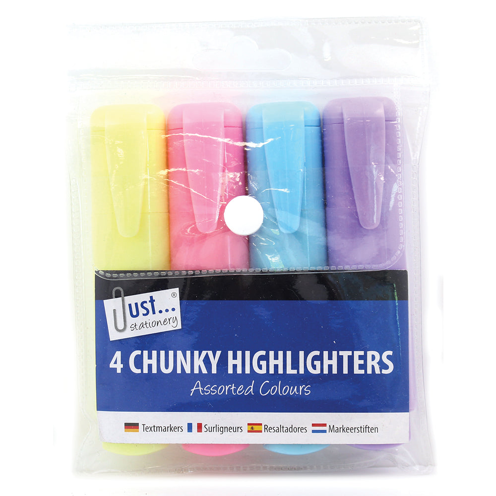 Just Stationery Chunky Highlighters Pastel Colours | Pack of 4
