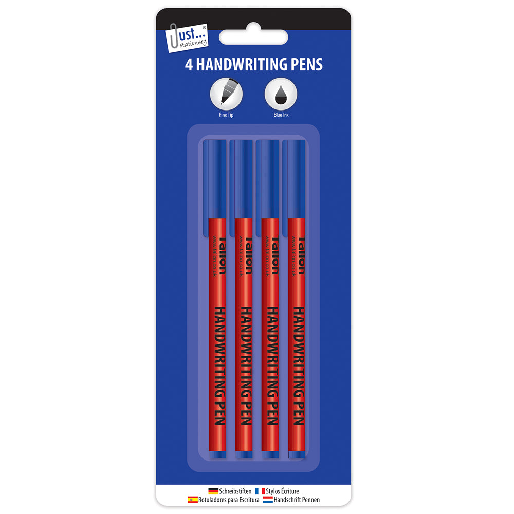 Just Stationery Blue Handwriting Pens | Pack of 4
