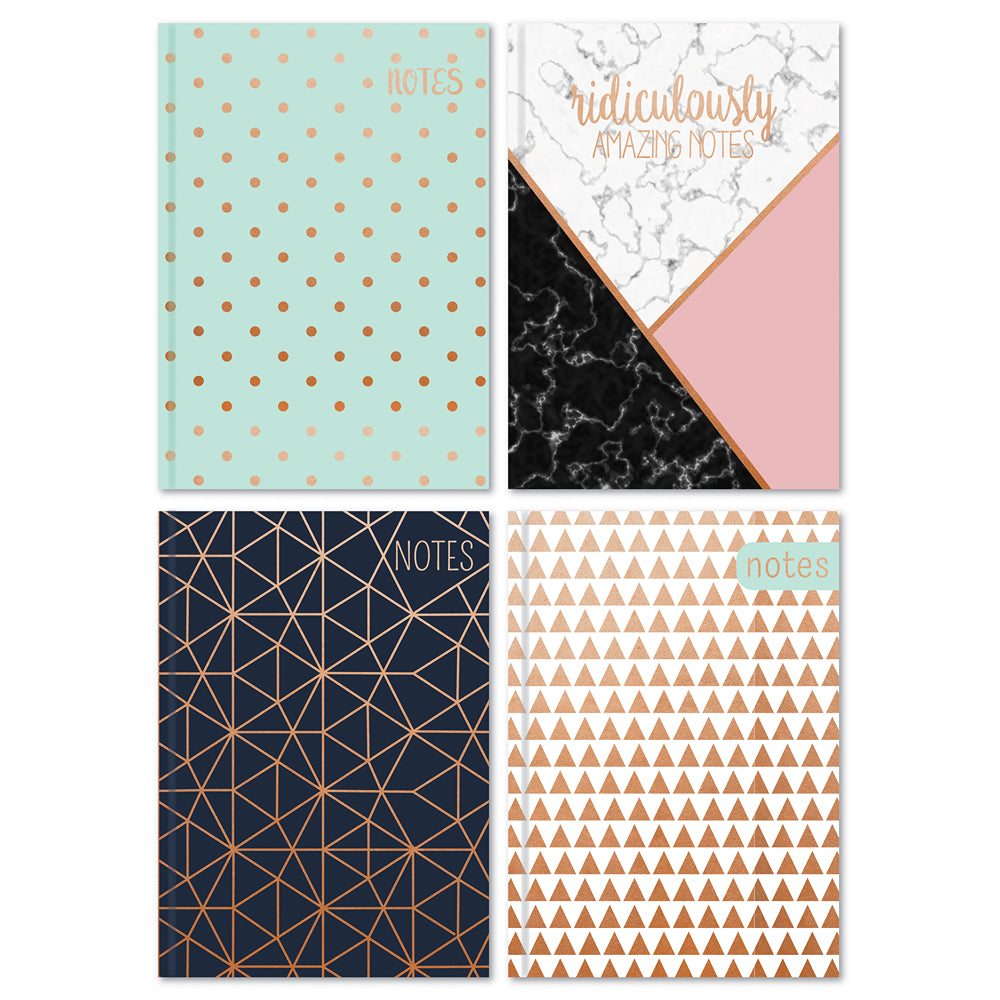 Tallon A6 Hardback Notebook Copper Typography Foils | 4 Assorted