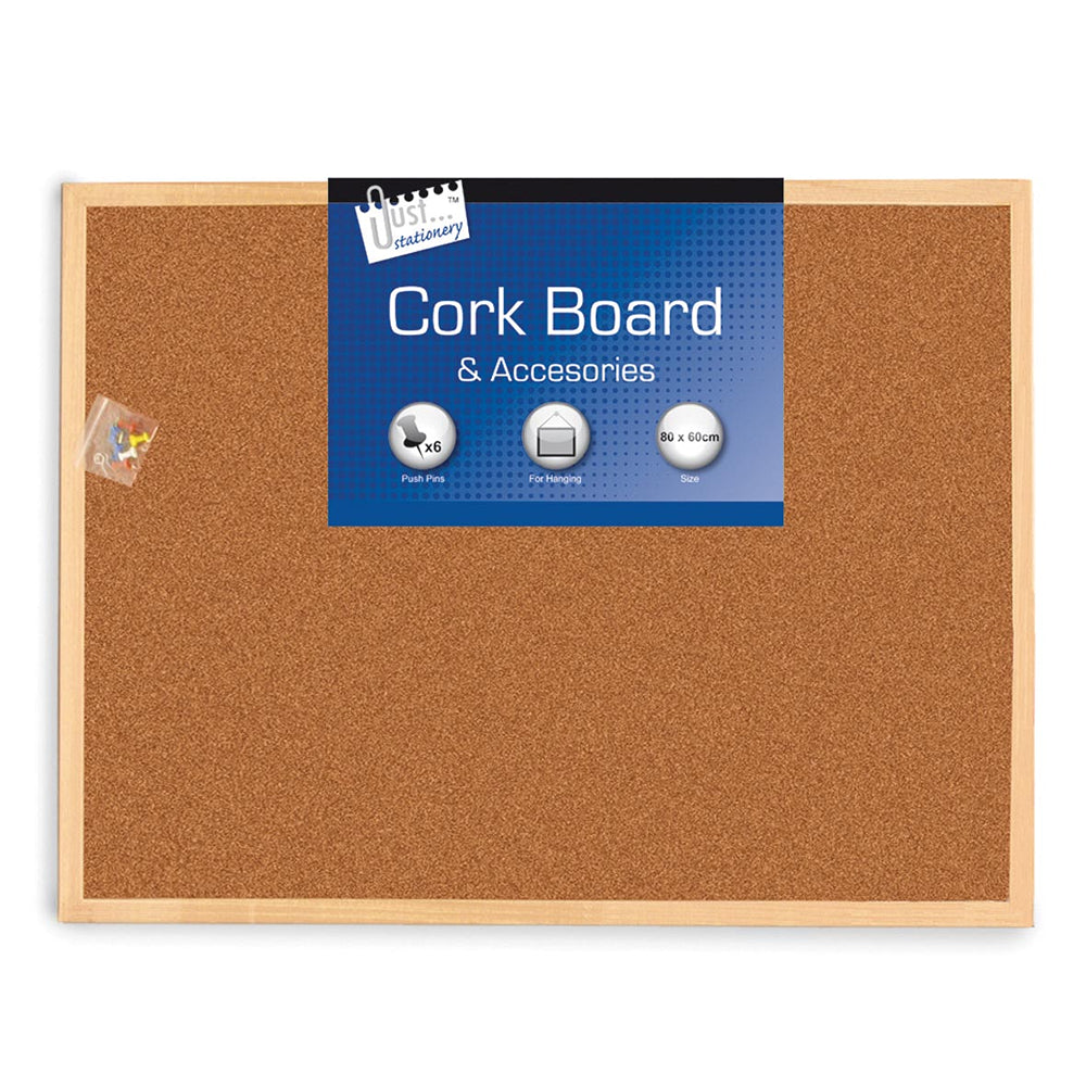 Just Stationery Cork Notice Board | 80 x 60cm