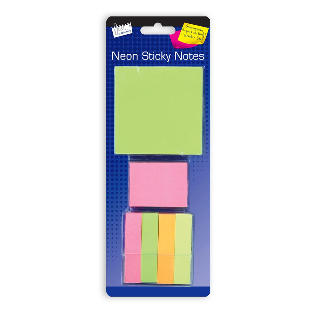 Just Stationery Neon Sticky Notes | 3 Assorted