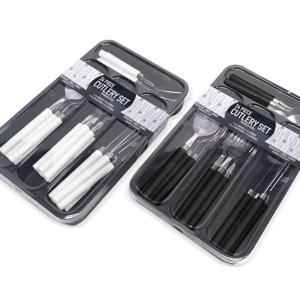 Cutlery 24Pc Set With Tray | 2 Assorted Colours | Instore Only - Choice Stores