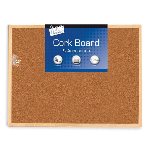 Just Stationery Cork Notice Board | 80 x 60cm - Choice Stores