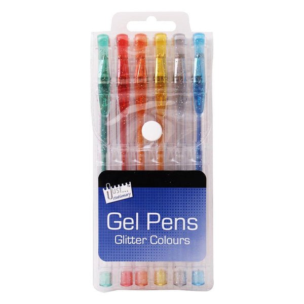 Just Stationery Glitter Gel Pens | Pack of 6 - Choice Stores