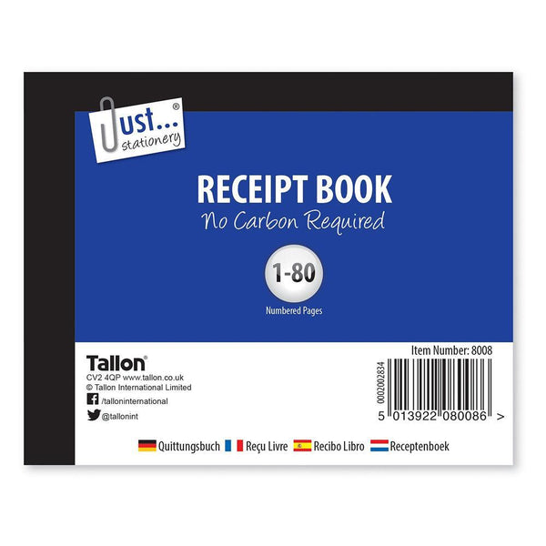 Just Stationery Receipt Book 1/2 | 80 Pages - Choice Stores
