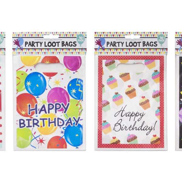 Party Loot Bags | 10 Pack | 16 cm x 23 cm | Assorted - Choice Stores