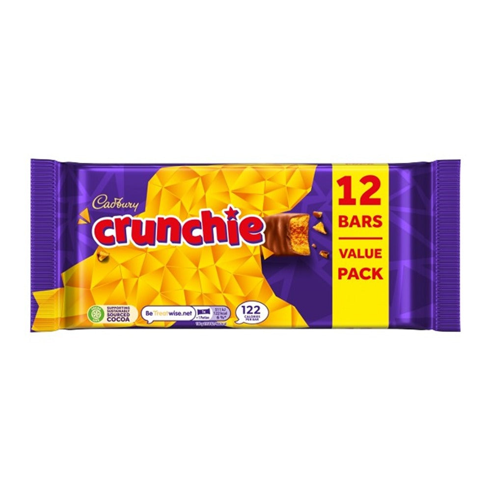 Cadbury's Crunchie Milk Chocolate Honeycomb Bars - 26g, Pack of 12