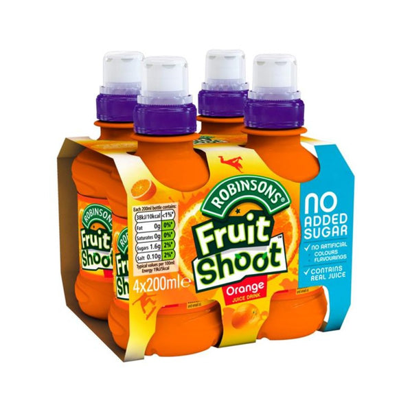 Robinsons Fruit Shoot Orange No Added Sugar Juice Drink | Pack of 4, 200ml