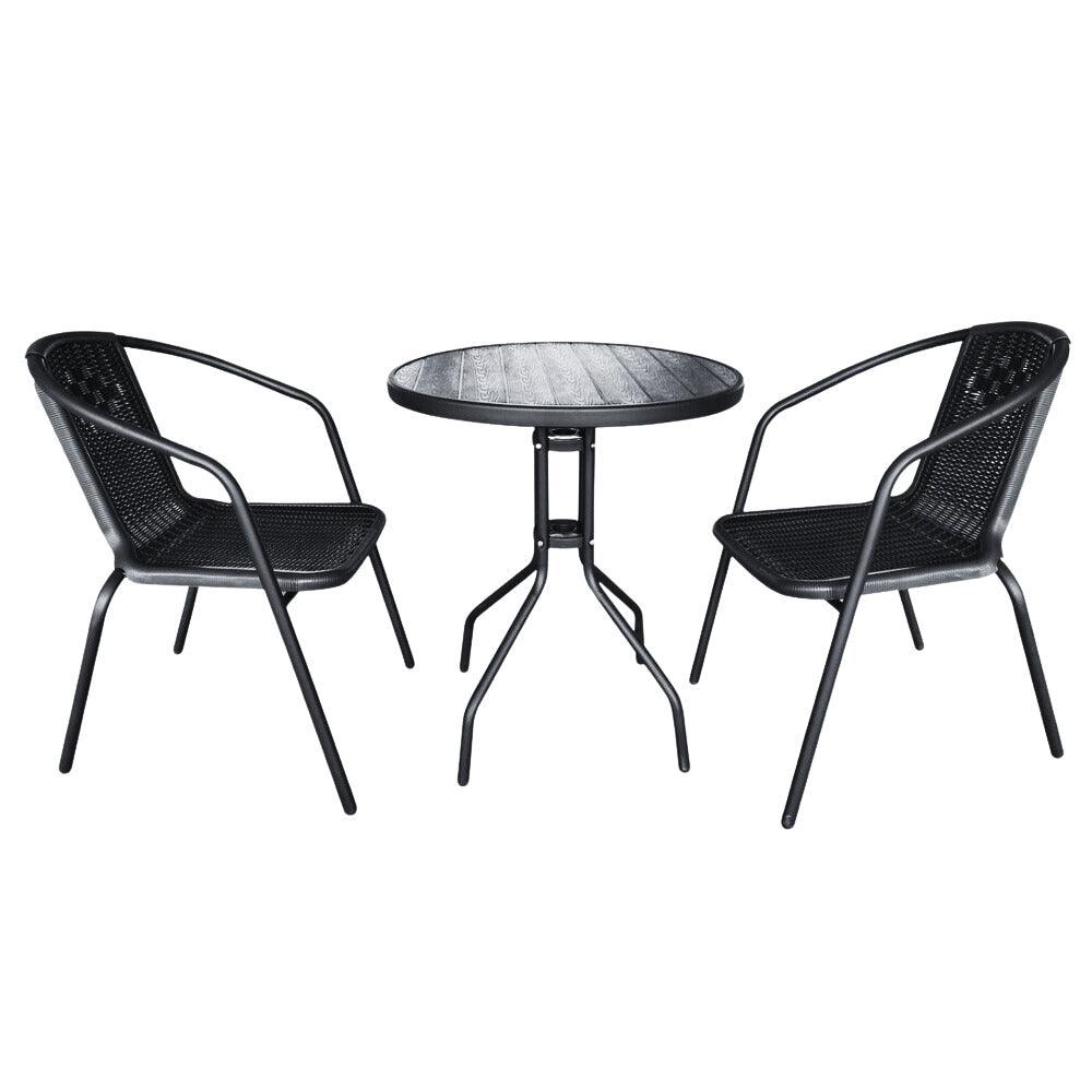 2-Seater Culcita Black Rattan Bistro Set | 3 Piece - Choice Stores