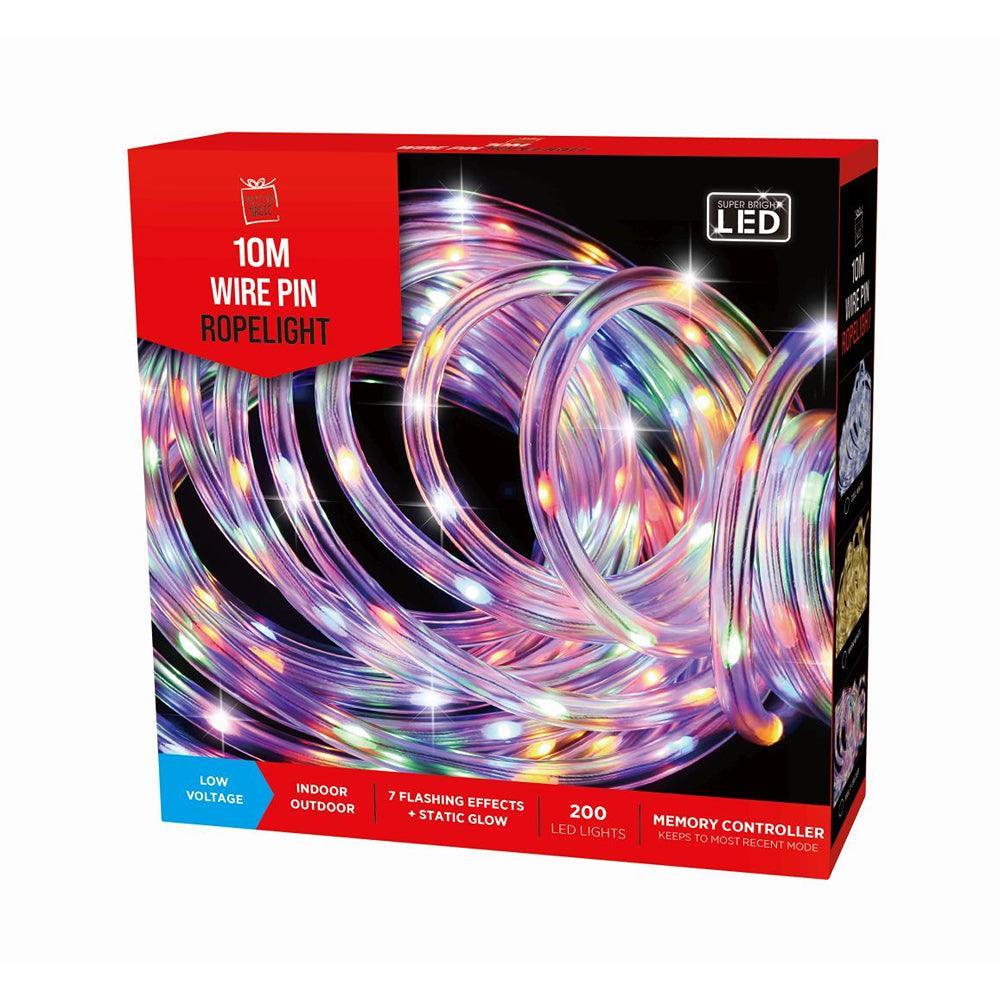200 Multi-coloured LED Wire Pin Ropelight | 10 meters | 8 Function Mode - Choice Stores