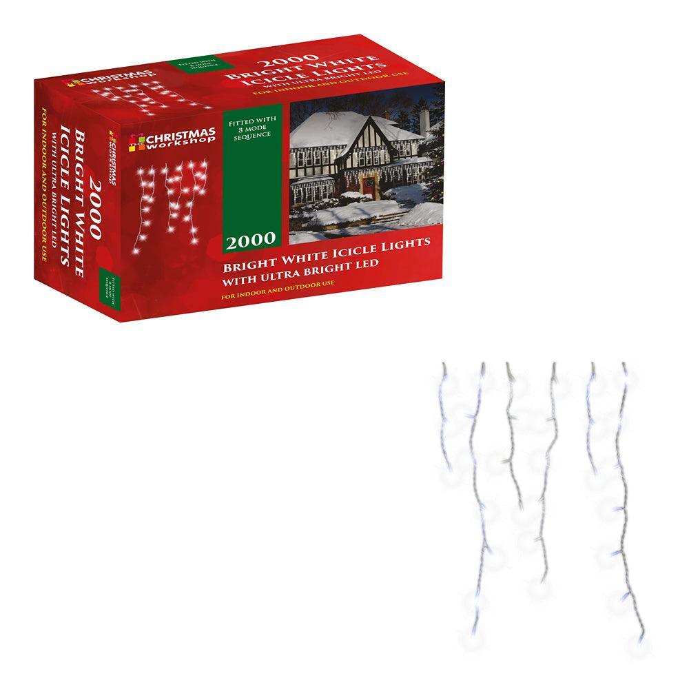 2000 Bright White LED Icicle Christmas Lights | 8 Function Mode | Ultra Bright LED - Choice Stores
