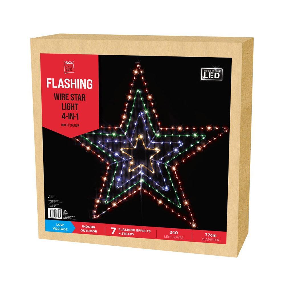 240 Multi-coloured LED Wire Star Lights | 4 in 1 | 8 Function Mode | 77 cm - Choice Stores