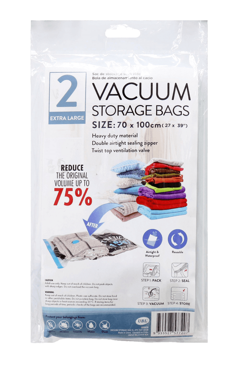 2Pk Extra Large Vacuum Storage Bag 70 x 100cm Choice Stores