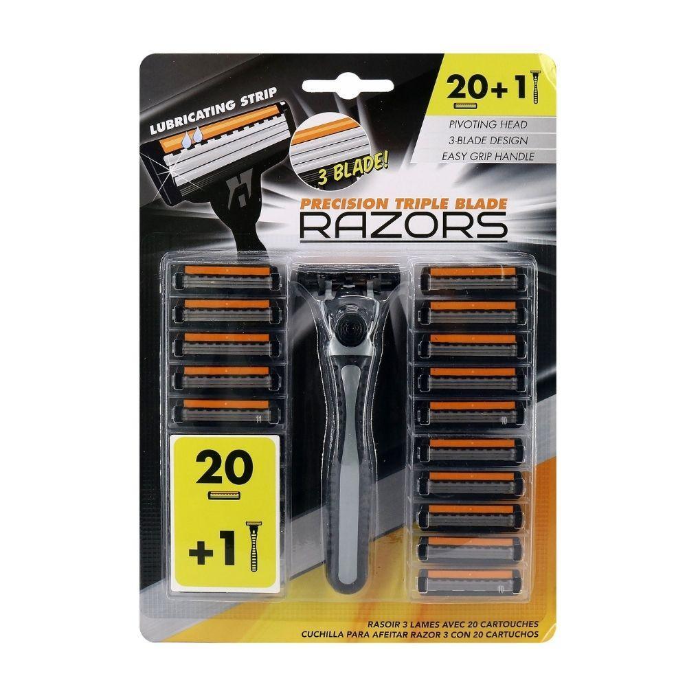 3 Blade Razor With 20 Cartridges | Lubricating Strip - Choice Stores