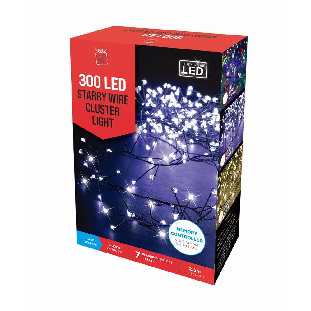 300 White LED Starry Wire Cluster Christmas Lights | 8 Function Mode - Choice Stores