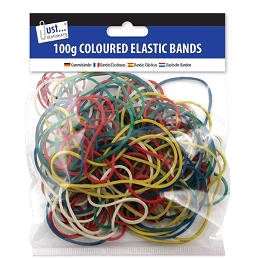 Just Stationery Coloured Elastic Bands | 100g