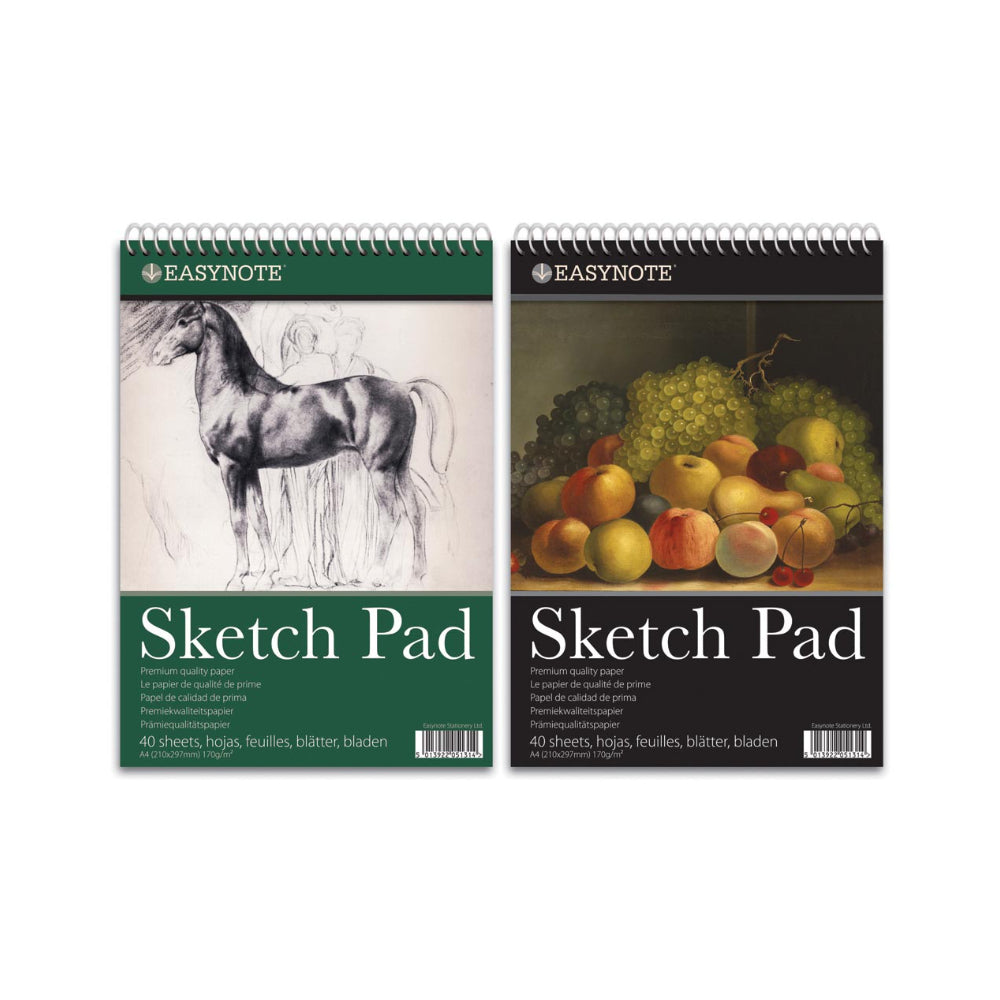 Easynote Artists' A4 Spiral Sketch Pad | 170gsm, 40 Sheets, Assorted Covers
