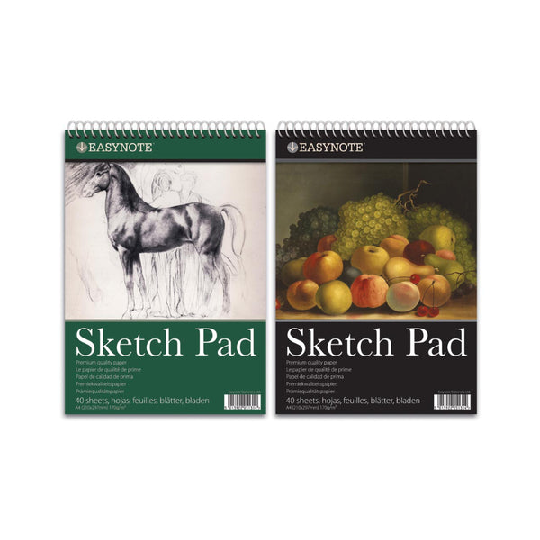 Easynote Artists' A4 Spiral Sketch Pad | 170gsm, 40 Sheets, Assorted Covers