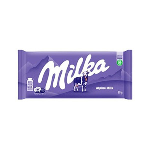 Milka Alpine Milk Chocolate Bar | 90g, Single Bar, Made with Alpine Milk