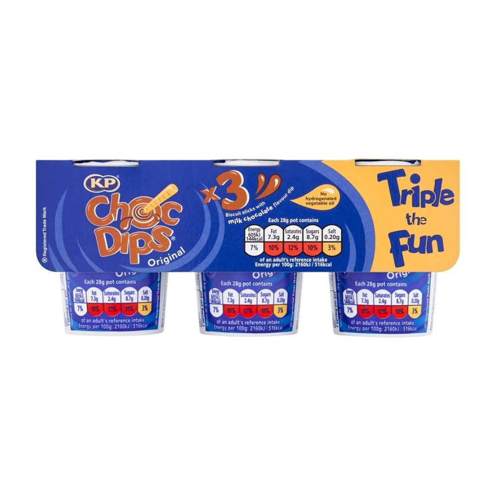 KP Original Choc Dips Biscuit Sticks Snack - Pack of 3, 96g, Milk Chocolate