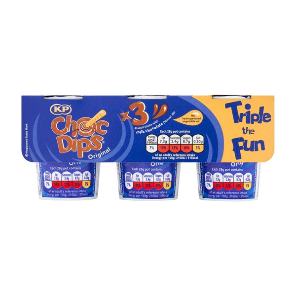 KP Original Choc Dips Biscuit Sticks Snack - Pack of 3, 96g, Milk Chocolate