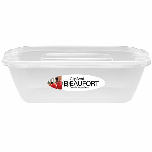 Beaufort Clip Seal Rectangular Food Storage Container | 2 Litre, Clear