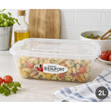 Beaufort Clip Seal Rectangular Food Storage Container | 2 Litre, Clear