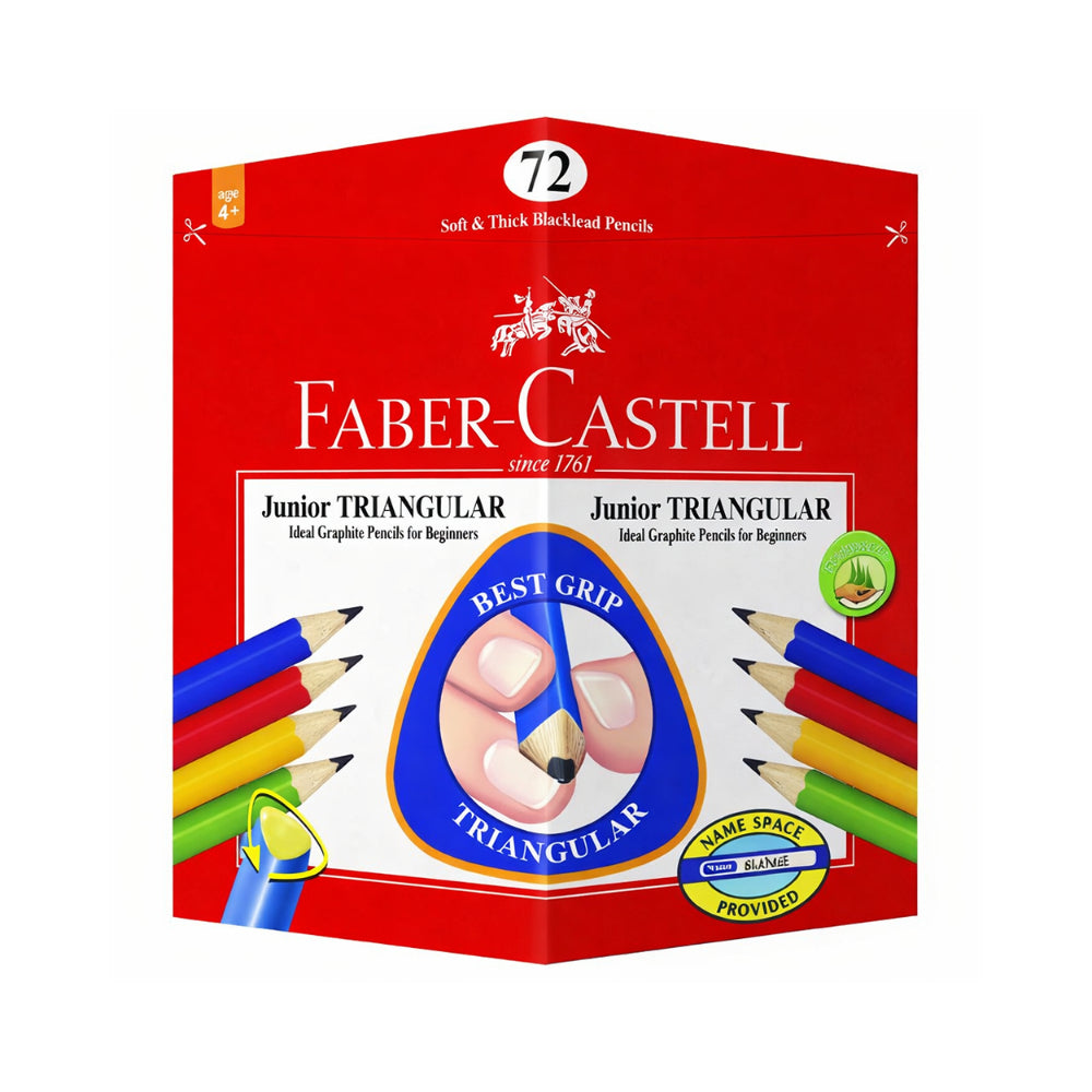 Faber Junior Grip Triangular Graphite Pencils | Assorted Colours, Pack of 72