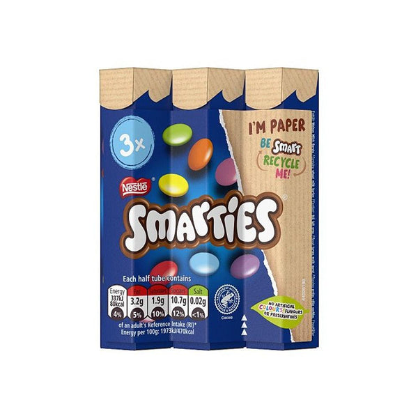 Nestlé Smarties 3pk: Colorful, eco-friendly candy-coated chocolates