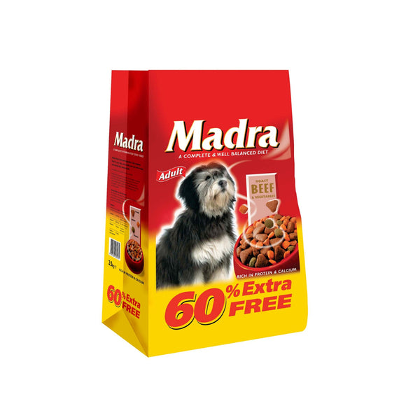 Madra Beef and Vegetable Complete Adult Dog Food | 4kg, 60% Extra Free