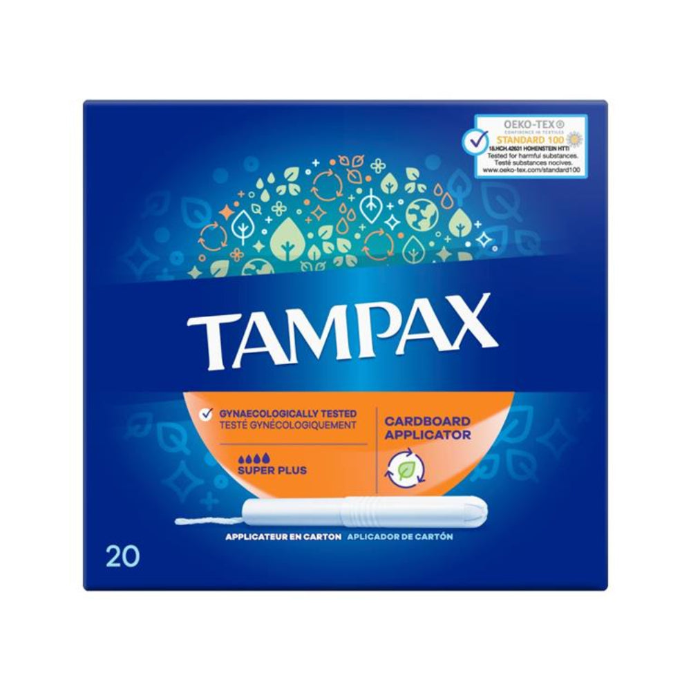 Tampax Super Plus Tampons | Pack of 20, Cardboard Applicator, for Heavy Flow
