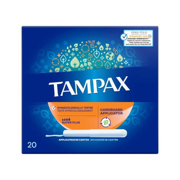 Tampax Super Plus Tampons | Pack of 20, Cardboard Applicator, for Heavy Flow
