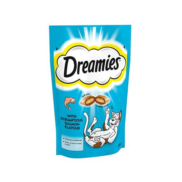Dreamies Salmon Cat Treats | 60g, Crunchy Outside, Soft Inside