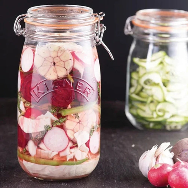 Kilner Clear Glass Clip Top Storage Jar | 1.5L, Airtight Seal