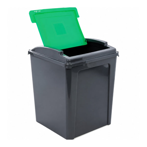 Recycle It Rectangular Recycling Bin with Green Flip Lid | 50L
