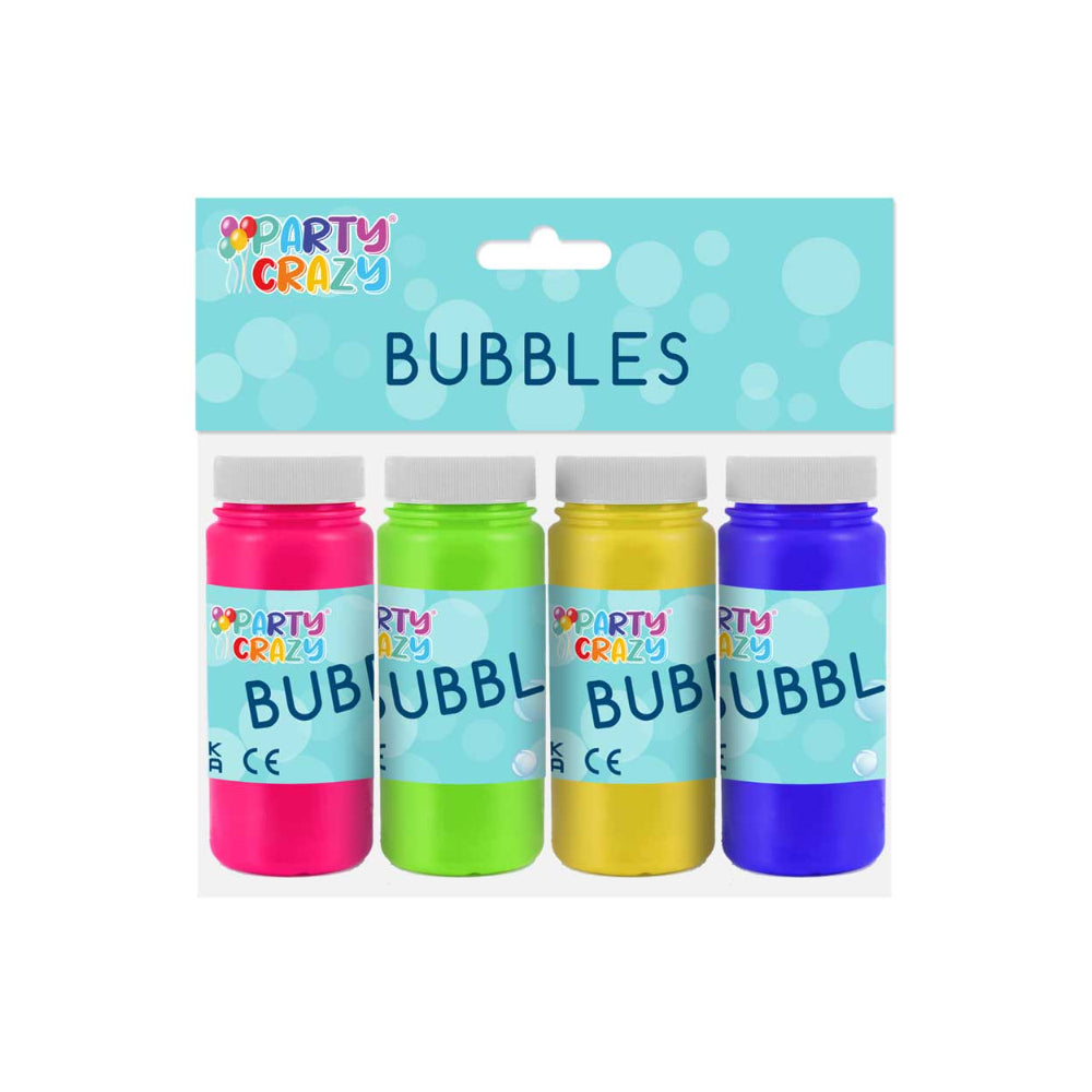Party Crazy Magic Bubbles Bubble Solution | Pack of 4, Assorted Colours