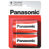 Panasonic Zinc Carbon D Batteries - 2 Pack - R20