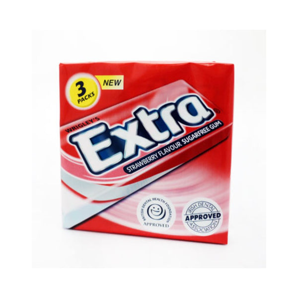 Wrigleys Extra Strawberry Chewing Gum | Pack of 3, 42g, Sugar-Free