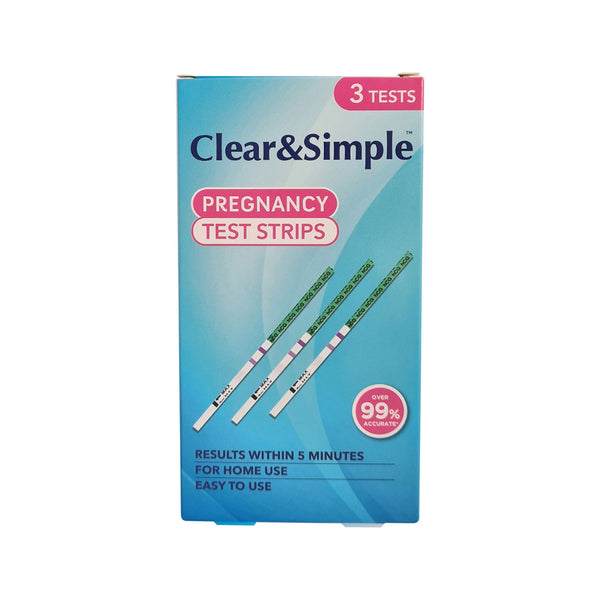 Clear & Simple hCG Pregnancy Test Strips | Pack of 3, Over 99% Accuracy