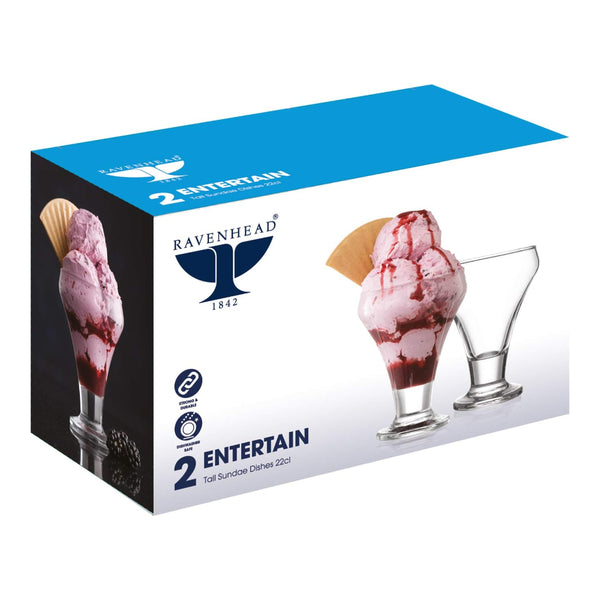 Ravenhead Entertain Tall Sundae Dessert Glasses | 22cl, Pack of 2