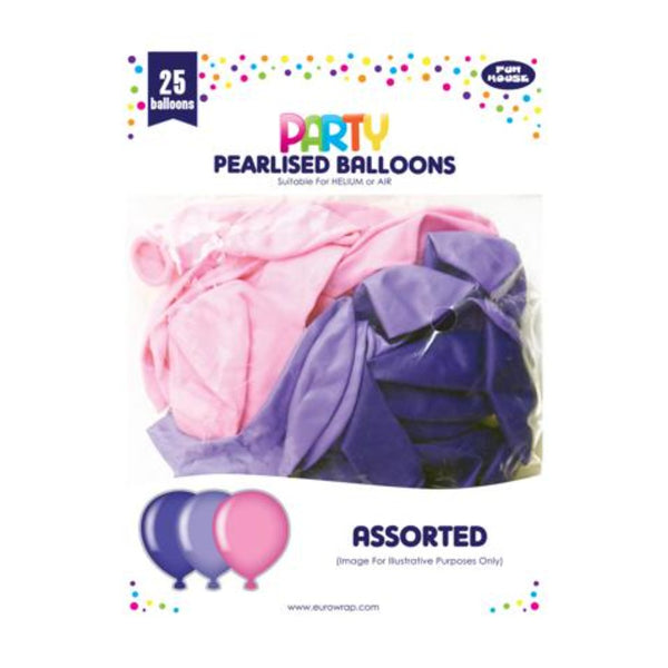 Pearlised Pink, Purple and Lilac Party Balloons | Pack of 25