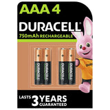 Duracell Rechargeable AAA Batteries 750mAh - Pack of 4