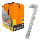 Milestone Tent Pegs | Pack of 20, L-Shaped, Hooked Heads, High-Visibility Bag
