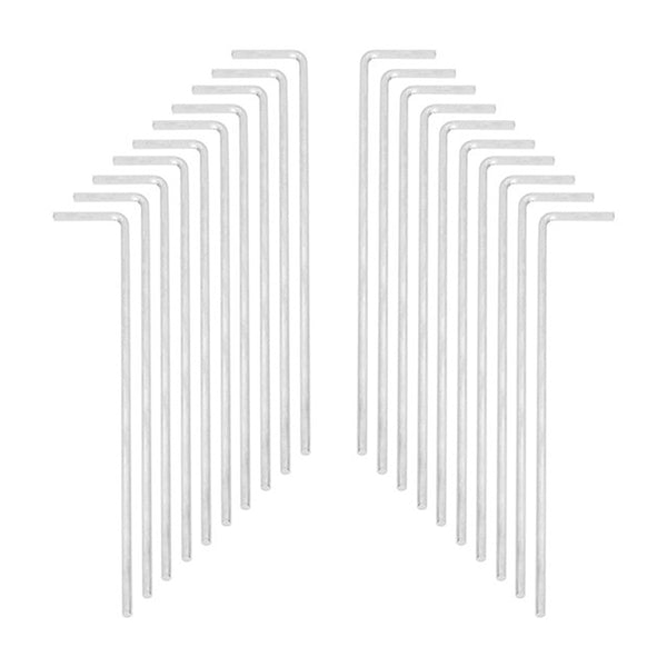 Milestone Tent Pegs | Pack of 20, L-Shaped, Hooked Heads, High-Visibility Bag