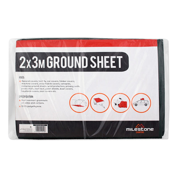 Milestone Waterproof Groundsheet Tent Footprint | 2 x 3m, Tear-Resistant