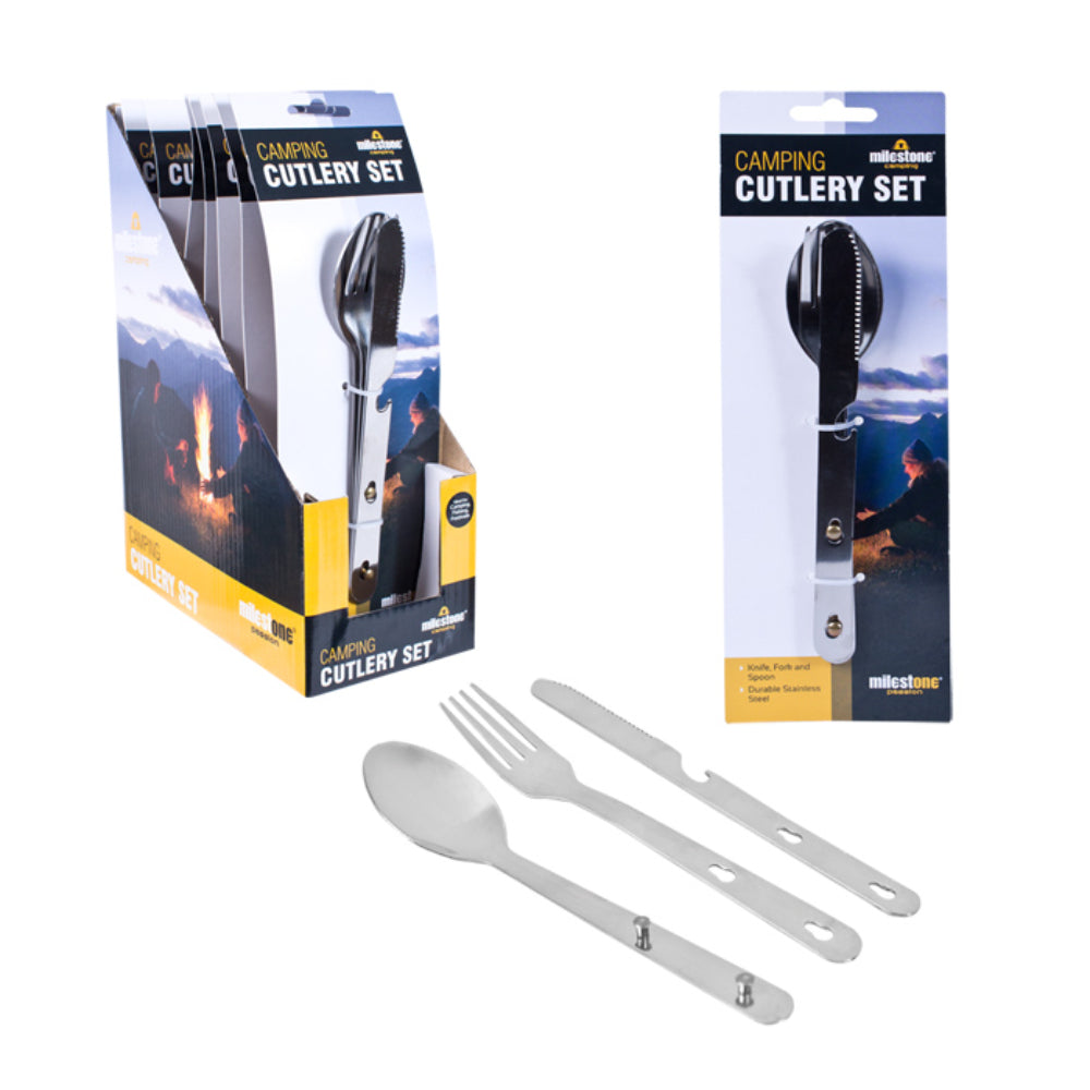 Milestone Camping Cutlery Set - 3 Piece - Stainless Steel