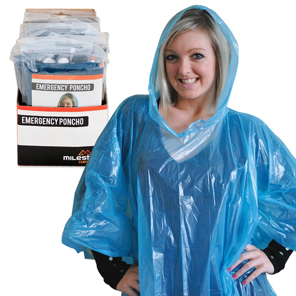 Milestone Emergency Poncho Rain Protection | Lightweight, One Size, Compact Pouch