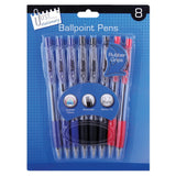 Just Stationery Ballpoint Pens - Retractable - 8 Pack