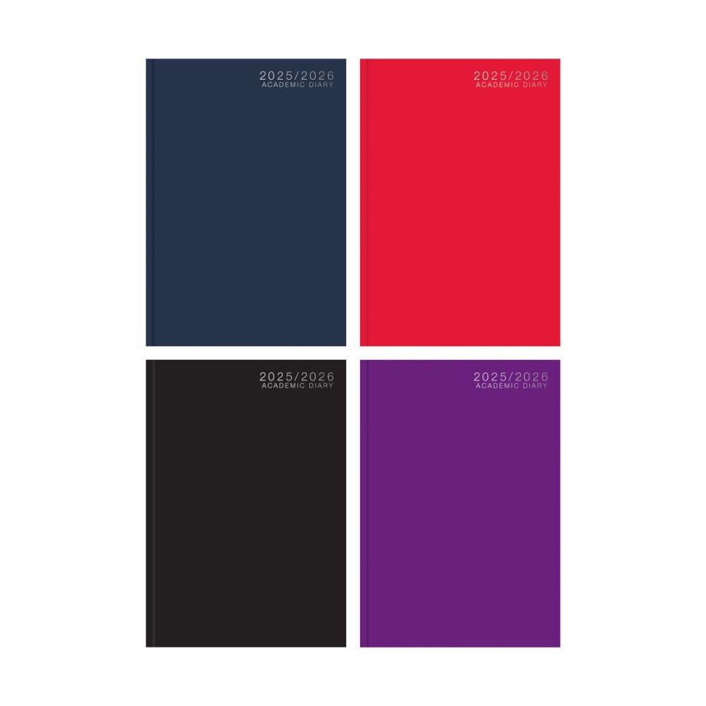 A4 Casebound Academic Diary | 2025/2026, Assorted Colours, Plain Cover
