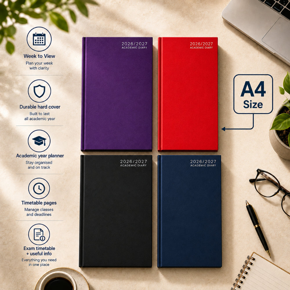 A4 Academic Diary - 2026/2027 - Assorted Colours